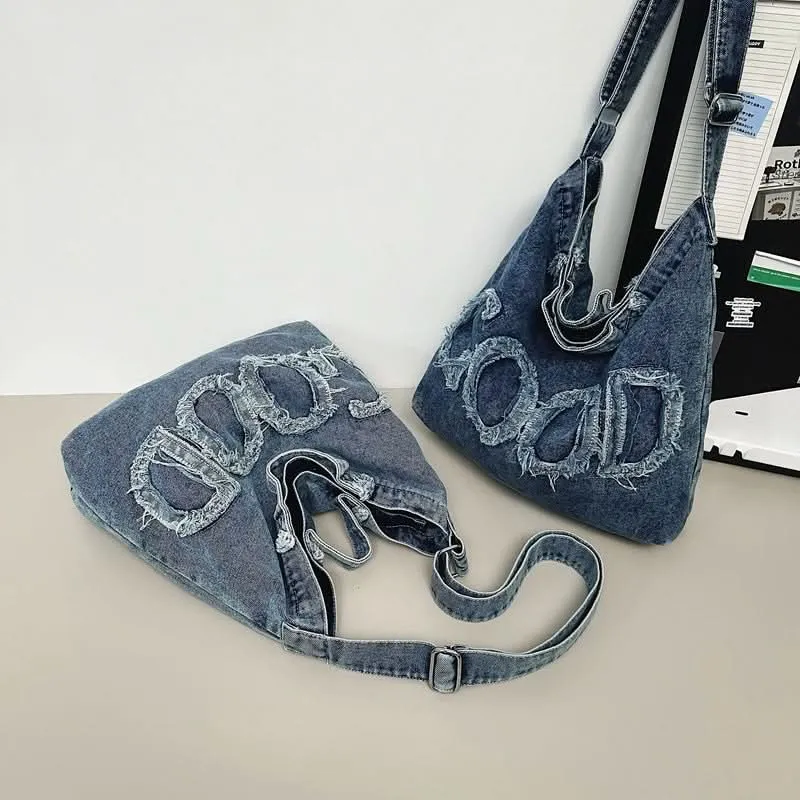Retro Denim Messenger Bag – Casual Canvas Shoulder Bag for Women