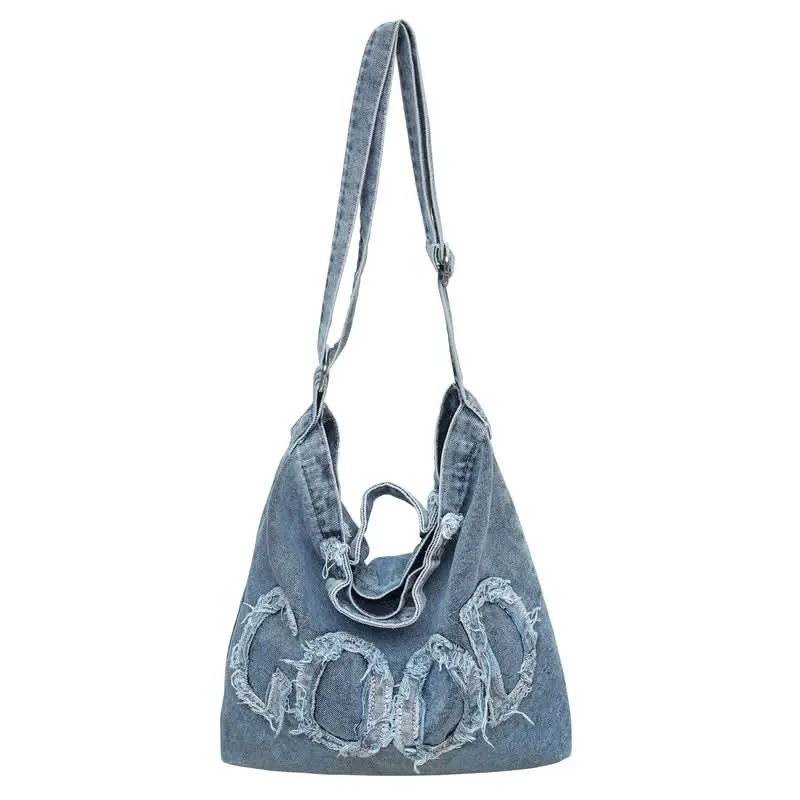 Retro Denim Messenger Bag – Casual Canvas Shoulder Bag for Women