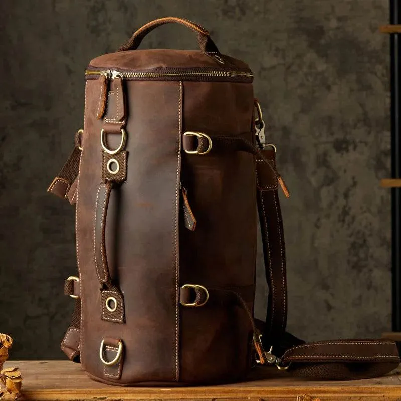 Retro Style Leather Backpack Travel Bag Men’s Motorcycle Handbag