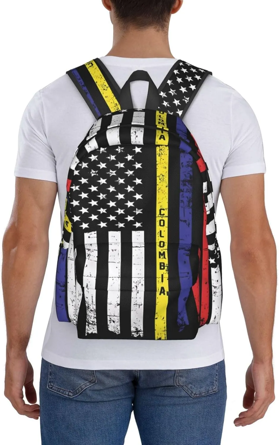 Retro Vintage Colombian American Flag Large Travel Backpack Casual Backpacks Laptop Daypack Working Rucksack Lightweight Back Pack Sports Bag with Adjustable Shoulder Strap