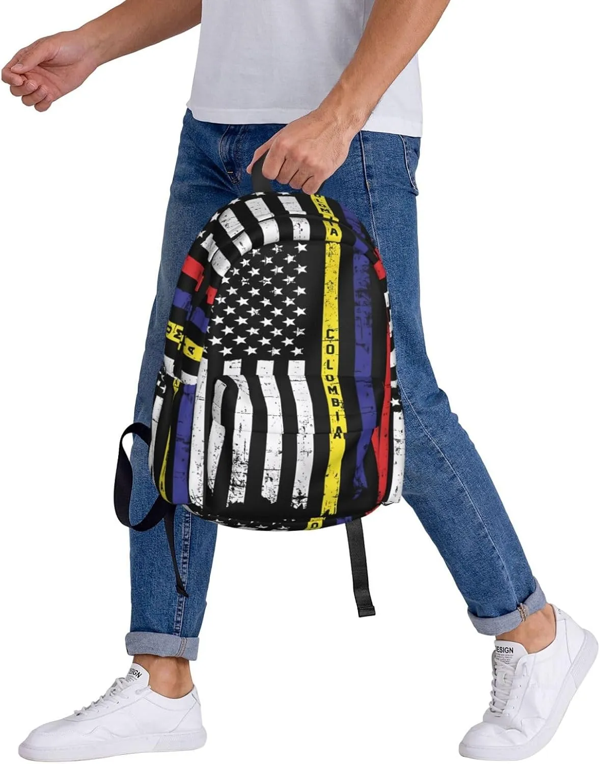 Retro Vintage Colombian American Flag Large Travel Backpack Casual Backpacks Laptop Daypack Working Rucksack Lightweight Back Pack Sports Bag with Adjustable Shoulder Strap