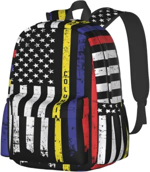 Retro Vintage Colombian American Flag Large Travel Backpack Casual Backpacks Laptop Daypack Working Rucksack Lightweight Back Pack Sports Bag with Adjustable Shoulder Strap