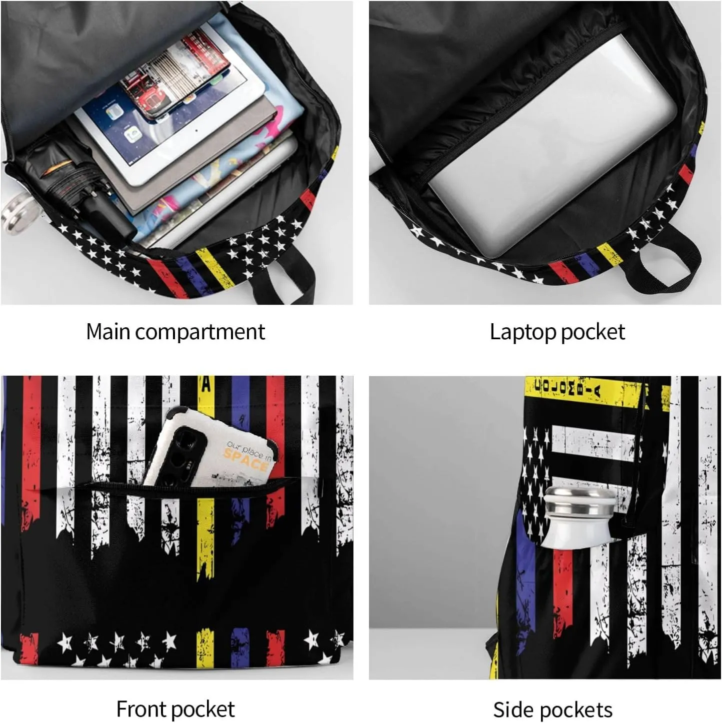 Retro Vintage Colombian American Flag Large Travel Backpack Casual Backpacks Laptop Daypack Working Rucksack Lightweight Back Pack Sports Bag with Adjustable Shoulder Strap