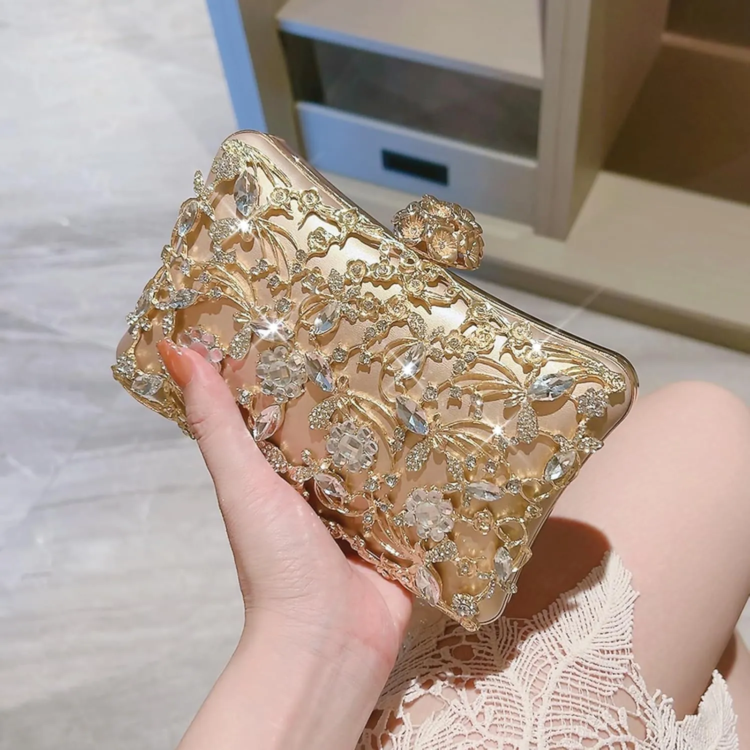 Rhinestone Evening Bag Sparkly Womens Crystal Purse Party Wedding Cocktail Prom Clutches