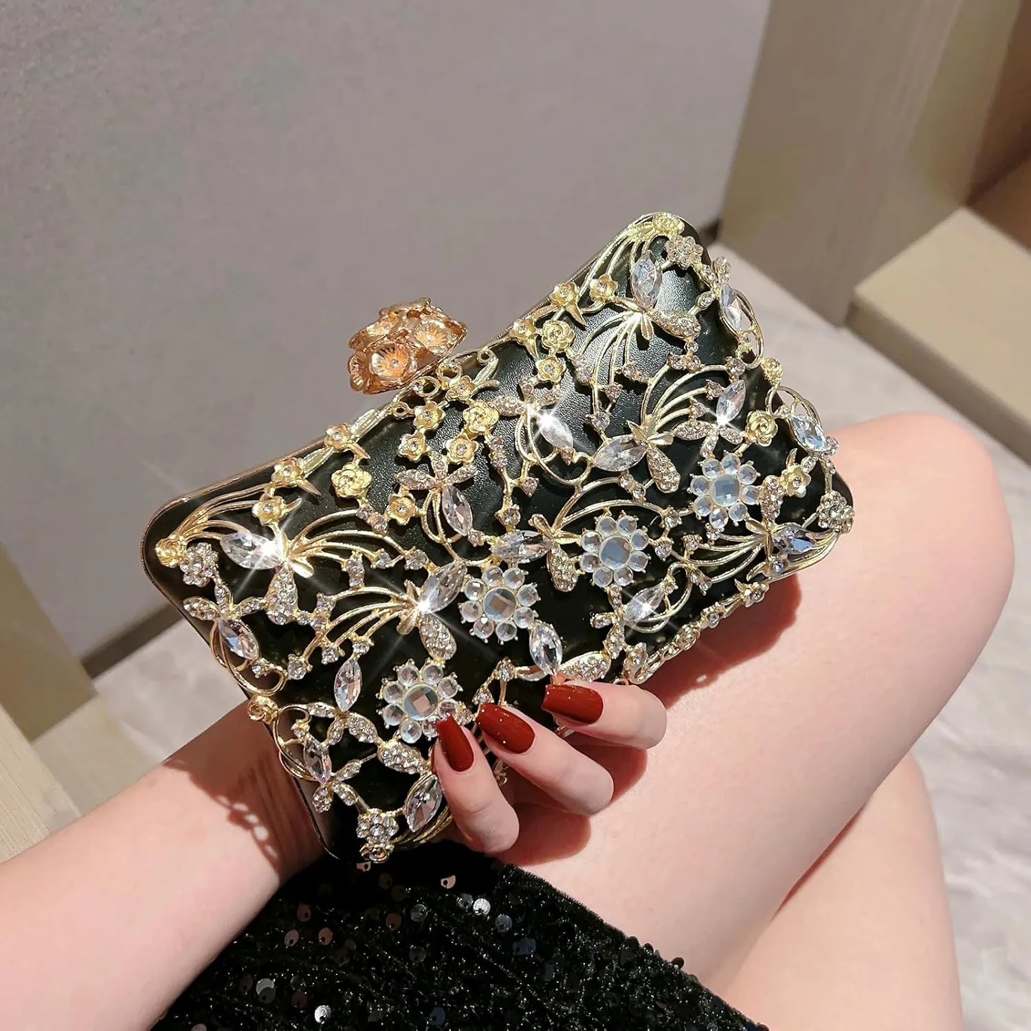 Rhinestone Evening Bag Sparkly Womens Crystal Purse Party Wedding Cocktail Prom Clutches