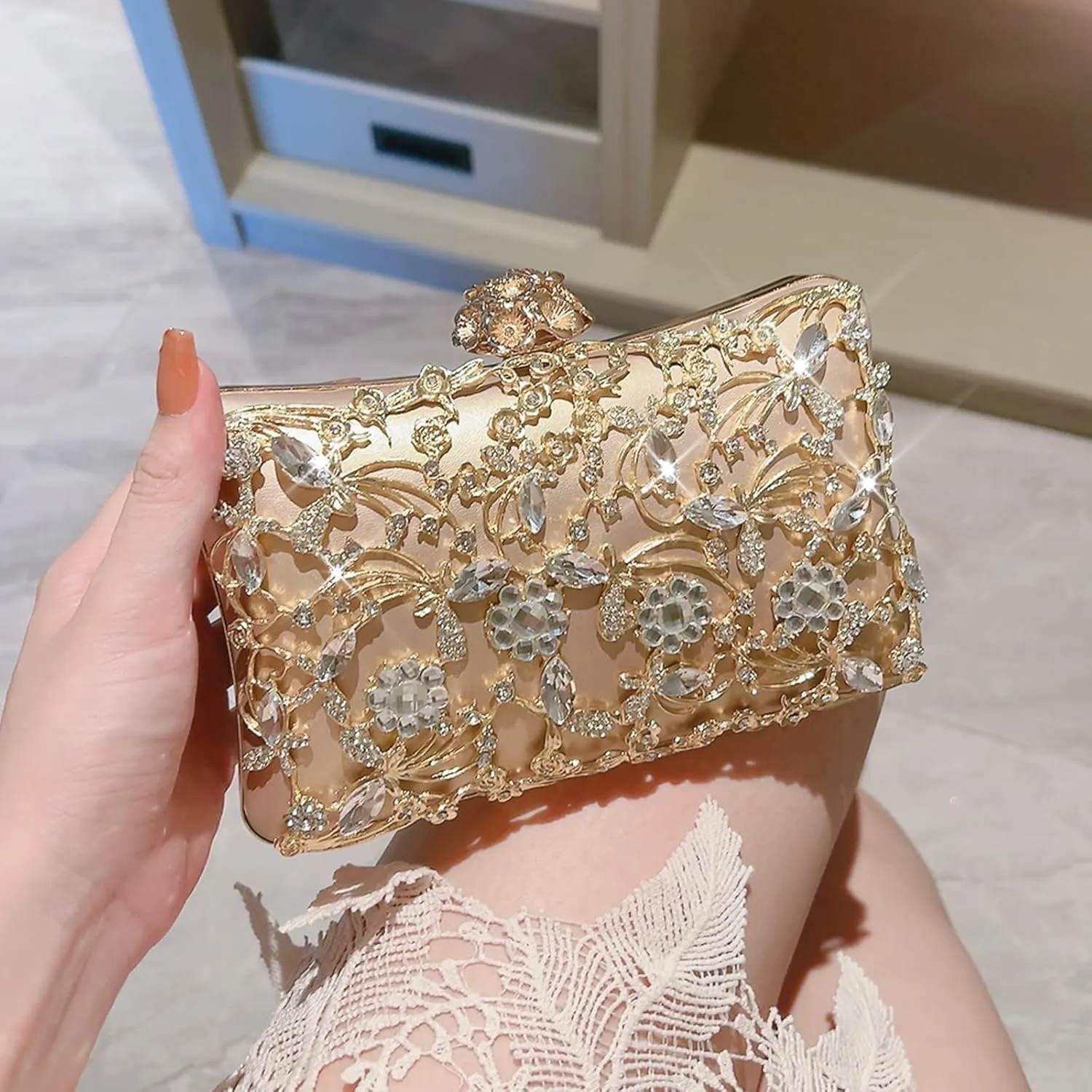 Rhinestone Evening Bag Sparkly Womens Crystal Purse Party Wedding Cocktail Prom Clutches