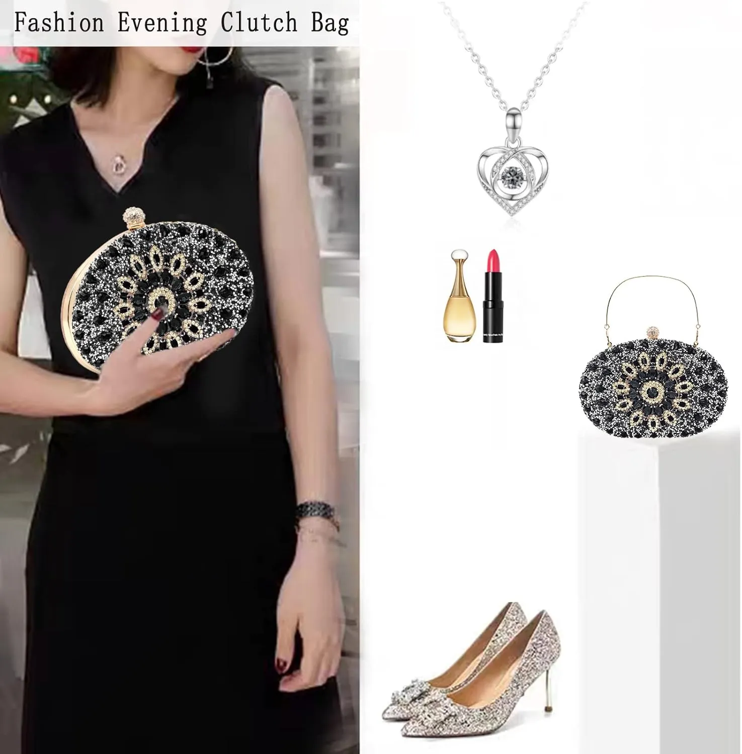 Rhinestone Evening Clutch Purses for Women Wedding Clutch Party Purse Bridal Diamonds Prom Cocktail Handbags
