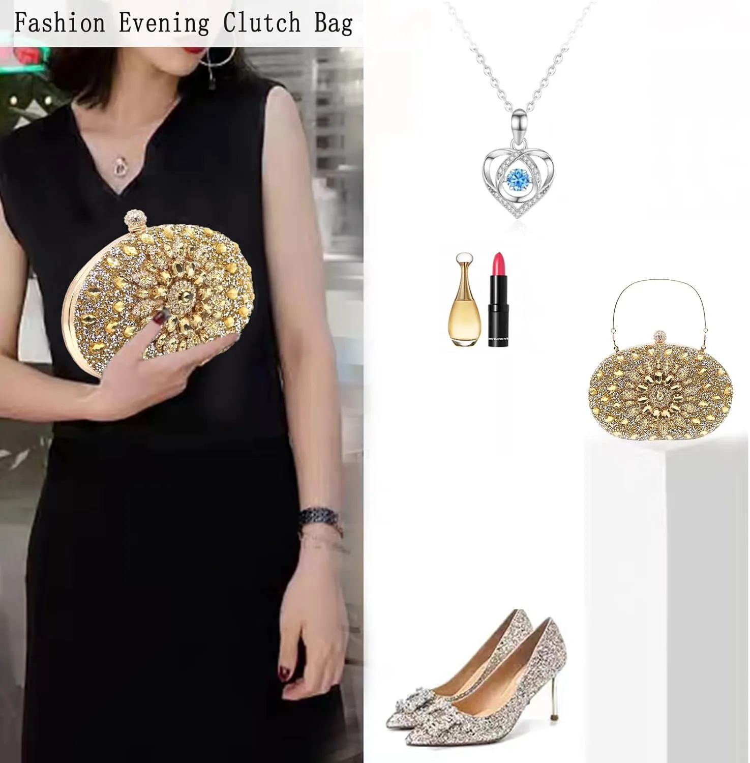Rhinestone Evening Clutch Purses for Women Wedding Clutch Party Purse Bridal Diamonds Prom Cocktail Handbags