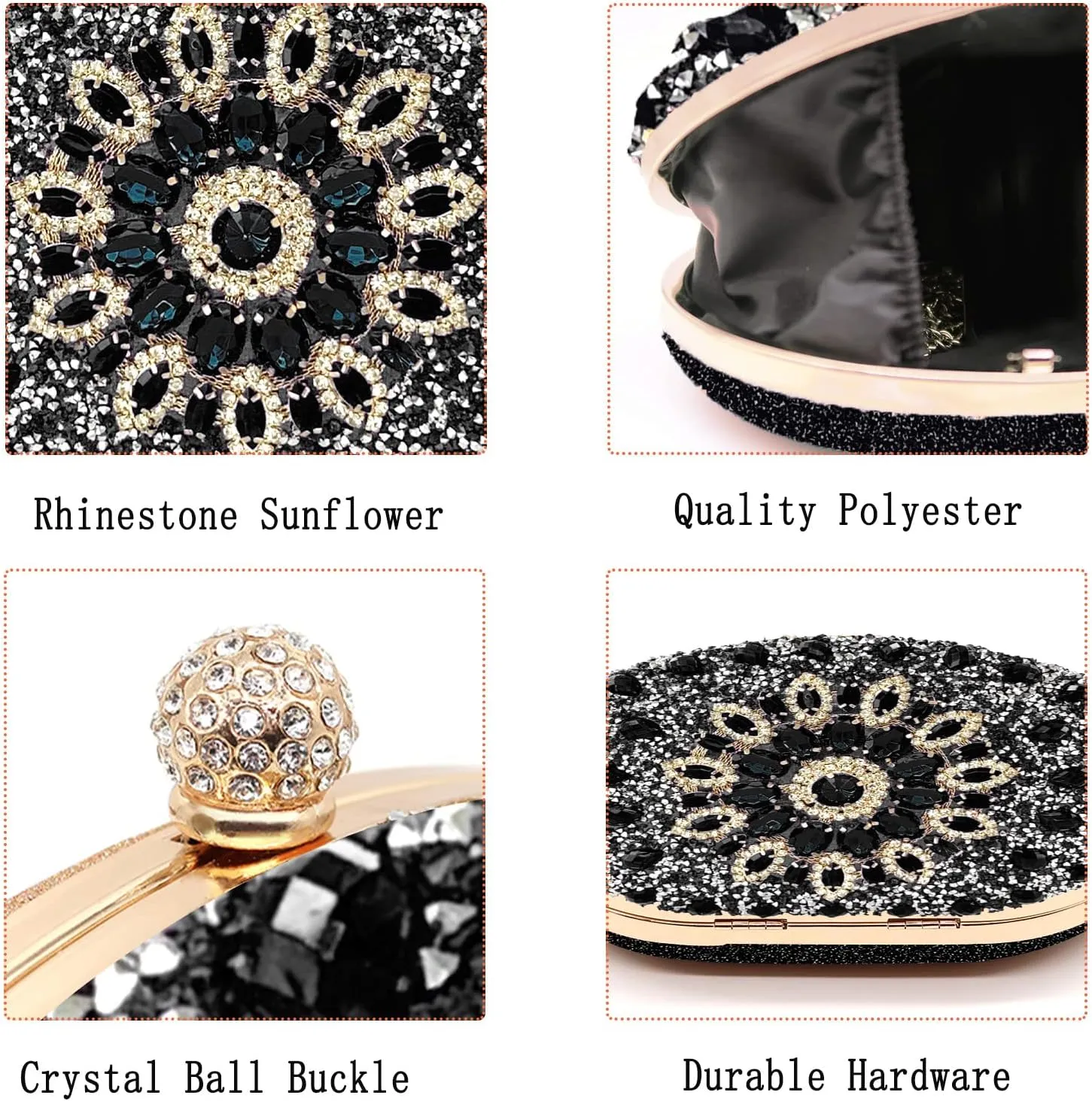 Rhinestone Evening Clutch Purses for Women Wedding Clutch Party Purse Bridal Diamonds Prom Cocktail Handbags