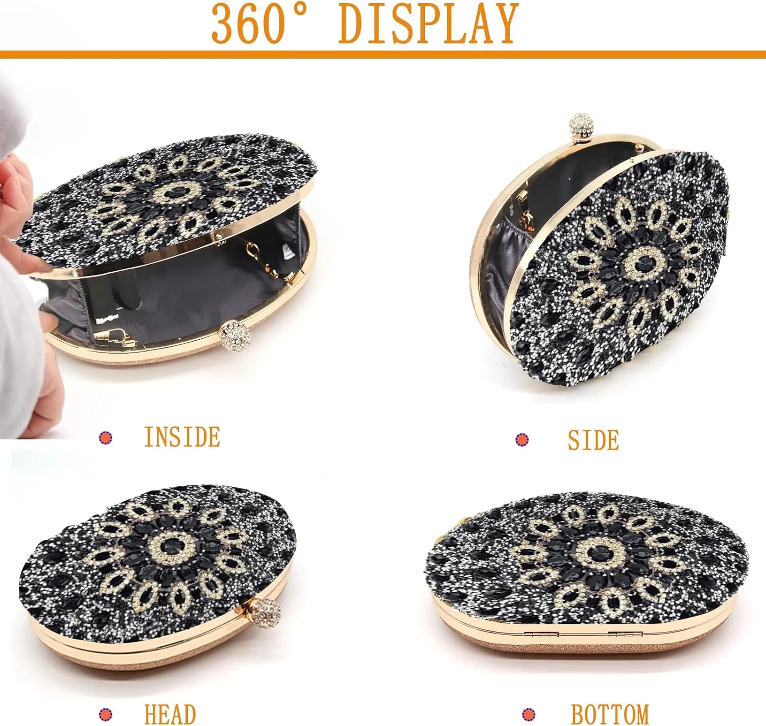 Rhinestone Evening Clutch Purses for Women Wedding Clutch Party Purse Bridal Diamonds Prom Cocktail Handbags