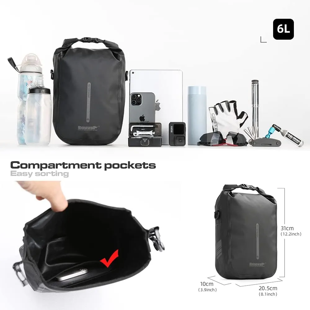 Rhinowalk Bike Front Fork Bag Waterproof Bike Pannier Bag Saddle Bag Shoulder Bag 6L for E-Scooter Mountain Bike Accessories