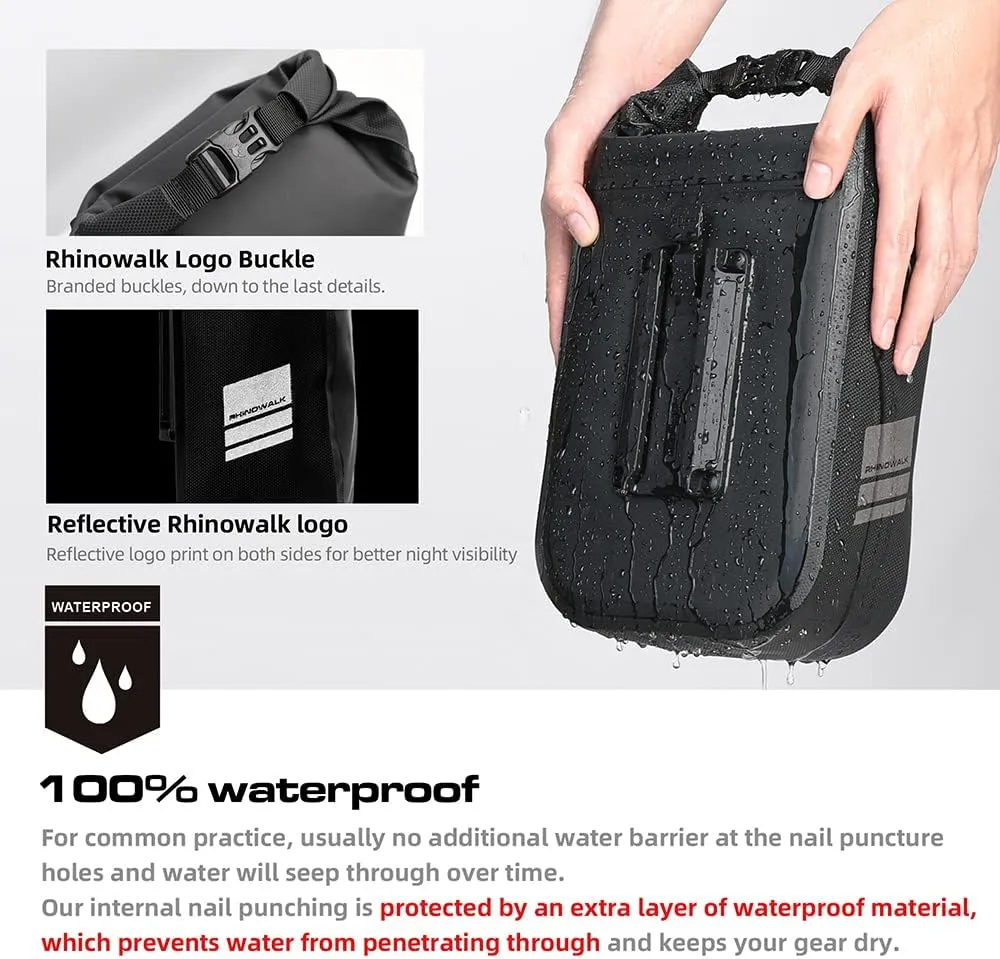 Rhinowalk Bike Front Fork Bag Waterproof Bike Pannier Bag Saddle Bag Shoulder Bag 6L for E-Scooter Mountain Bike Accessories