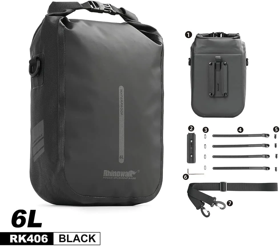 Rhinowalk Bike Front Fork Bag Waterproof Bike Pannier Bag Saddle Bag Shoulder Bag 6L for E-Scooter Mountain Bike Accessories