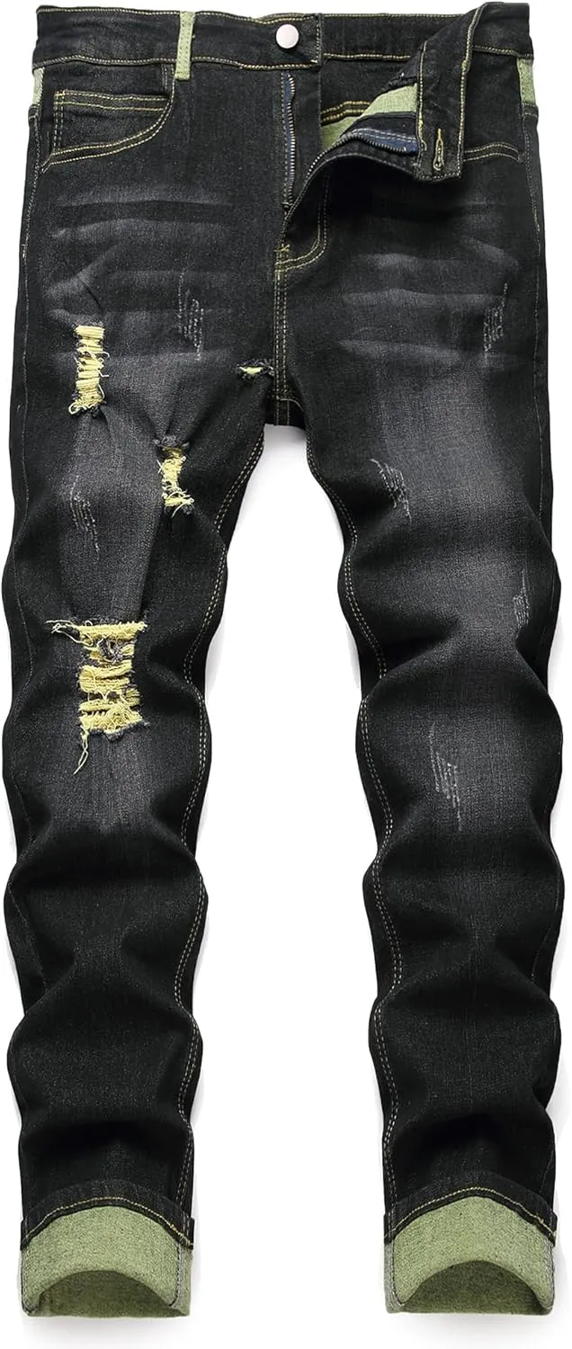 Ripped Stretch Slim Fit Denim