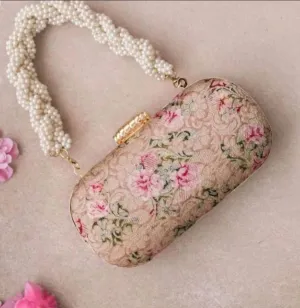 Rose Gold Brocade fabric clutches