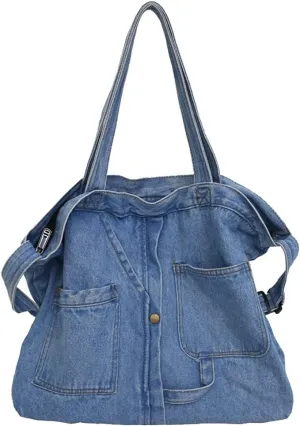 ROUROU Handbag for Women Hobo Tote Bag Denim Crossbody Bag Casual Satchel Large Capacity Purse