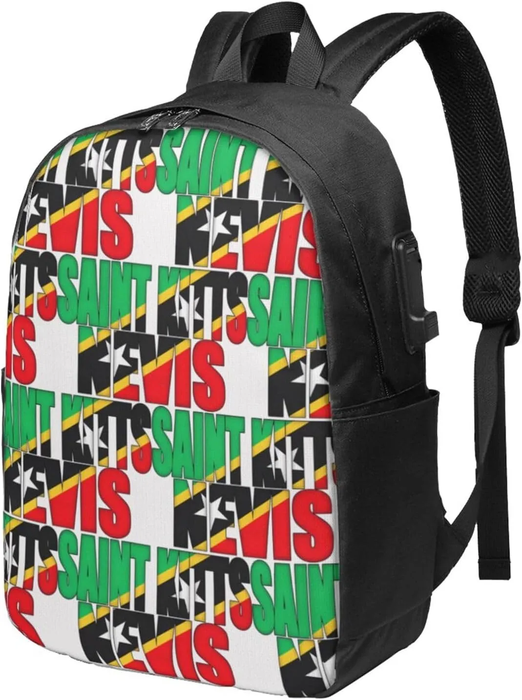 Saint Kitts Nevis Flag Laptop Backpacks Travel Backpack Casual Business Daypack Sport Rucksack Computer Bag Fits up to 17 Inch Notebook with USB Port