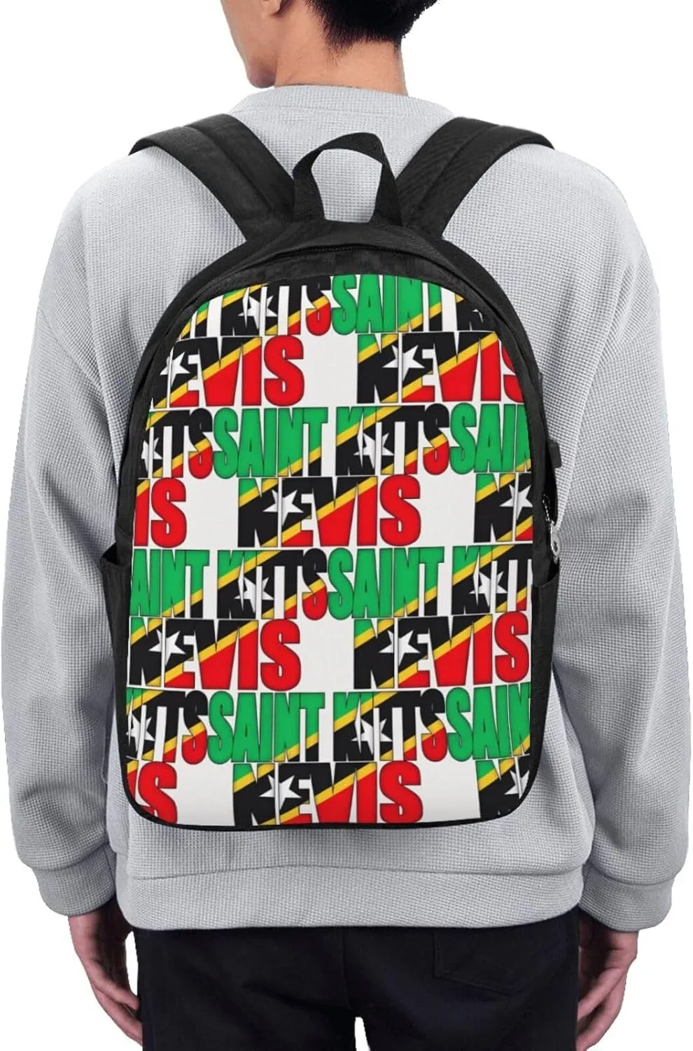 Saint Kitts Nevis Flag Laptop Backpacks Travel Backpack Casual Business Daypack Sport Rucksack Computer Bag Fits up to 17 Inch Notebook with USB Port