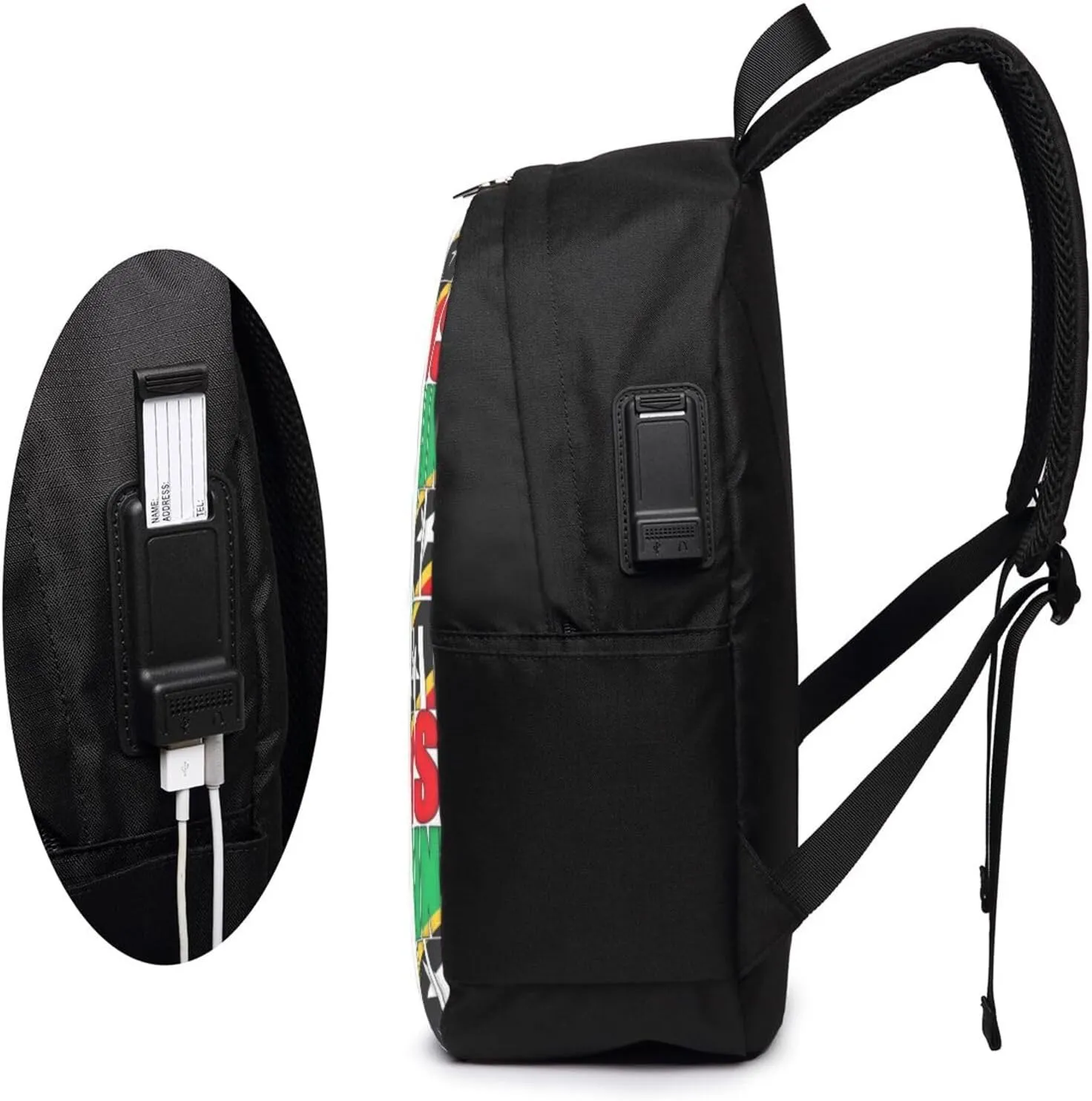 Saint Kitts Nevis Flag Laptop Backpacks Travel Backpack Casual Business Daypack Sport Rucksack Computer Bag Fits up to 17 Inch Notebook with USB Port
