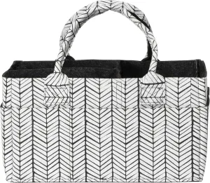 Sammy & Lou Diaper Caddy Organizer - Collapsible Tote Bag with Handles - Organizer for Diapers, Wipes & Baby Changing Supplies - Felt Storage Organizing Bin for Car, Desk, Nursery (Herringbone)