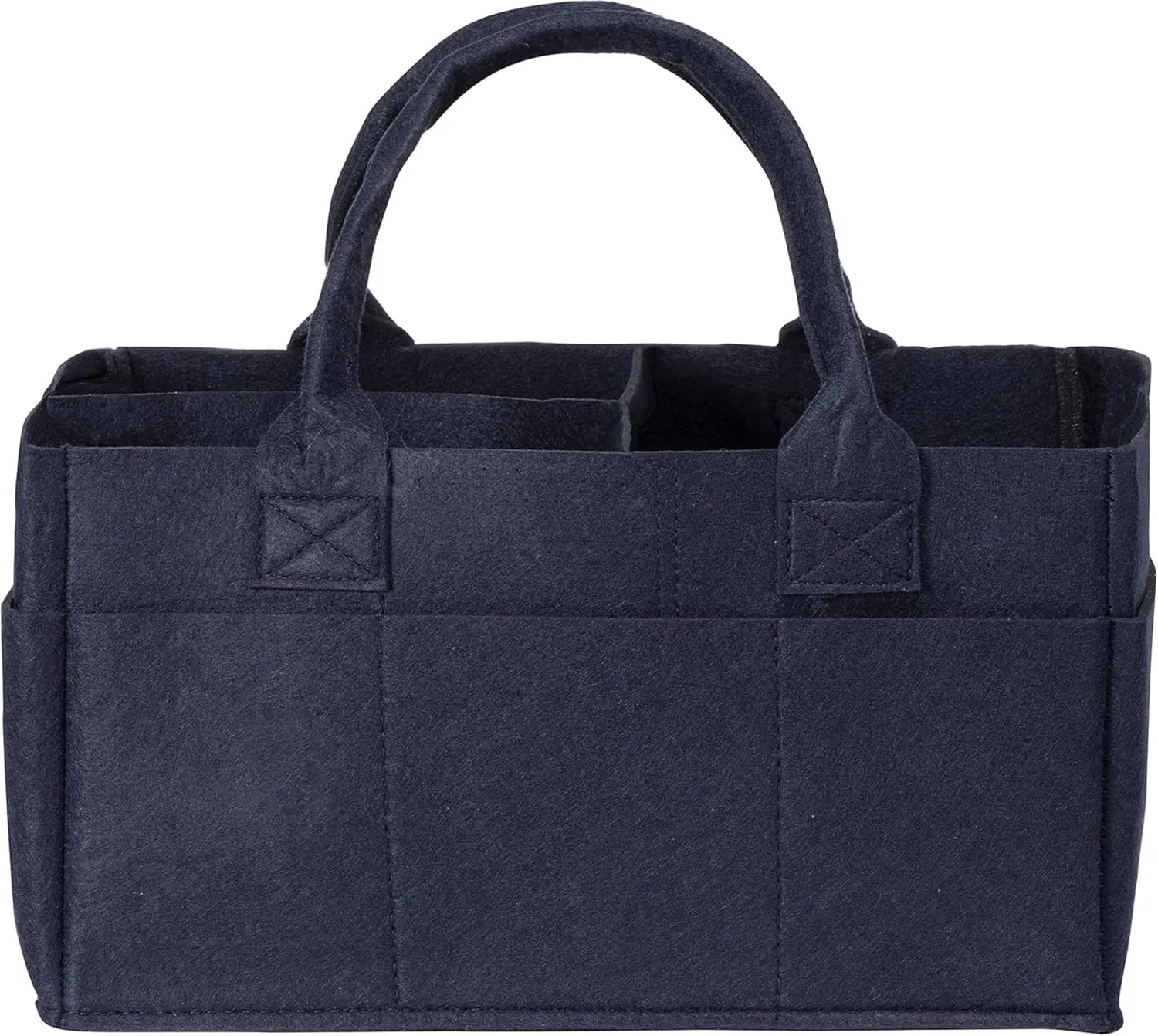 Sammy & Lou Diaper Caddy Organizer - Collapsible Tote Bag with Handles - Organizer for Diapers, Wipes & Baby Changing Supplies - Felt Storage Organizing Bin for Car, Desk, Nursery (Navy Blue)