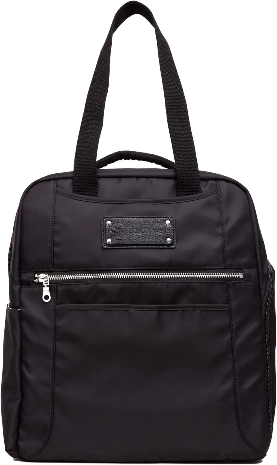 Sarah Wells Kelly Convertible Breast Pump Bag and Backpack with Carrying Handles - Insulated Pocket - Compatible with All Portable Pumps on The Market - 17" Laptop Sleeve