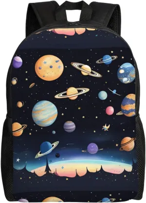 Saturn Jupiter Earth Large Capacity Adjustable Shoulder Strap Laptop Bag, Men'S And Women'S Sports Travel Backpacks