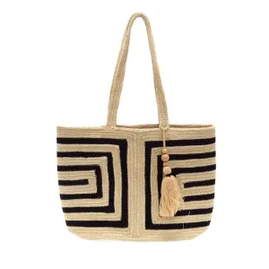 Savannah Jute Tote with Wood Bead Tassel