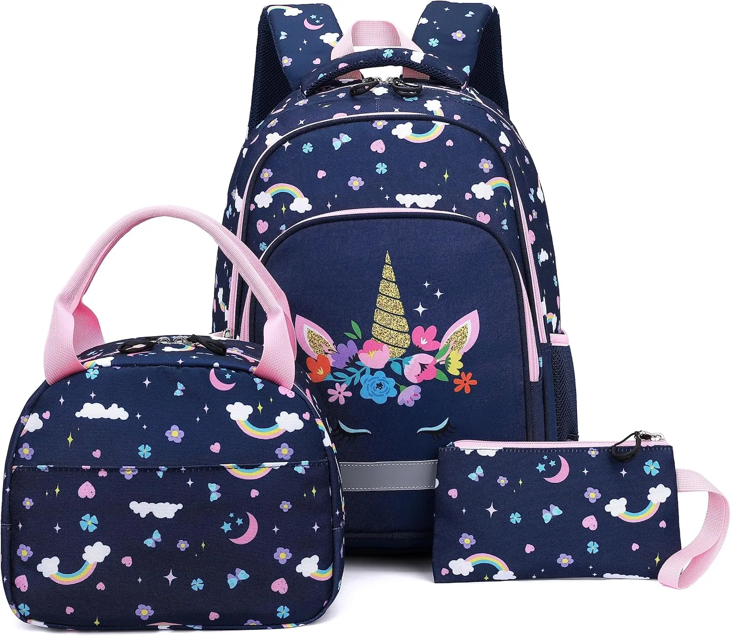 School Backpack Kids Set Middle Elementary Preschool with Lunch Bag & Pencil Case Bookbags for Boys Girls