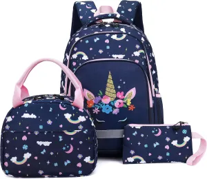 School Backpack Kids Set Middle Elementary Preschool with Lunch Bag & Pencil Case Bookbags for Boys Girls