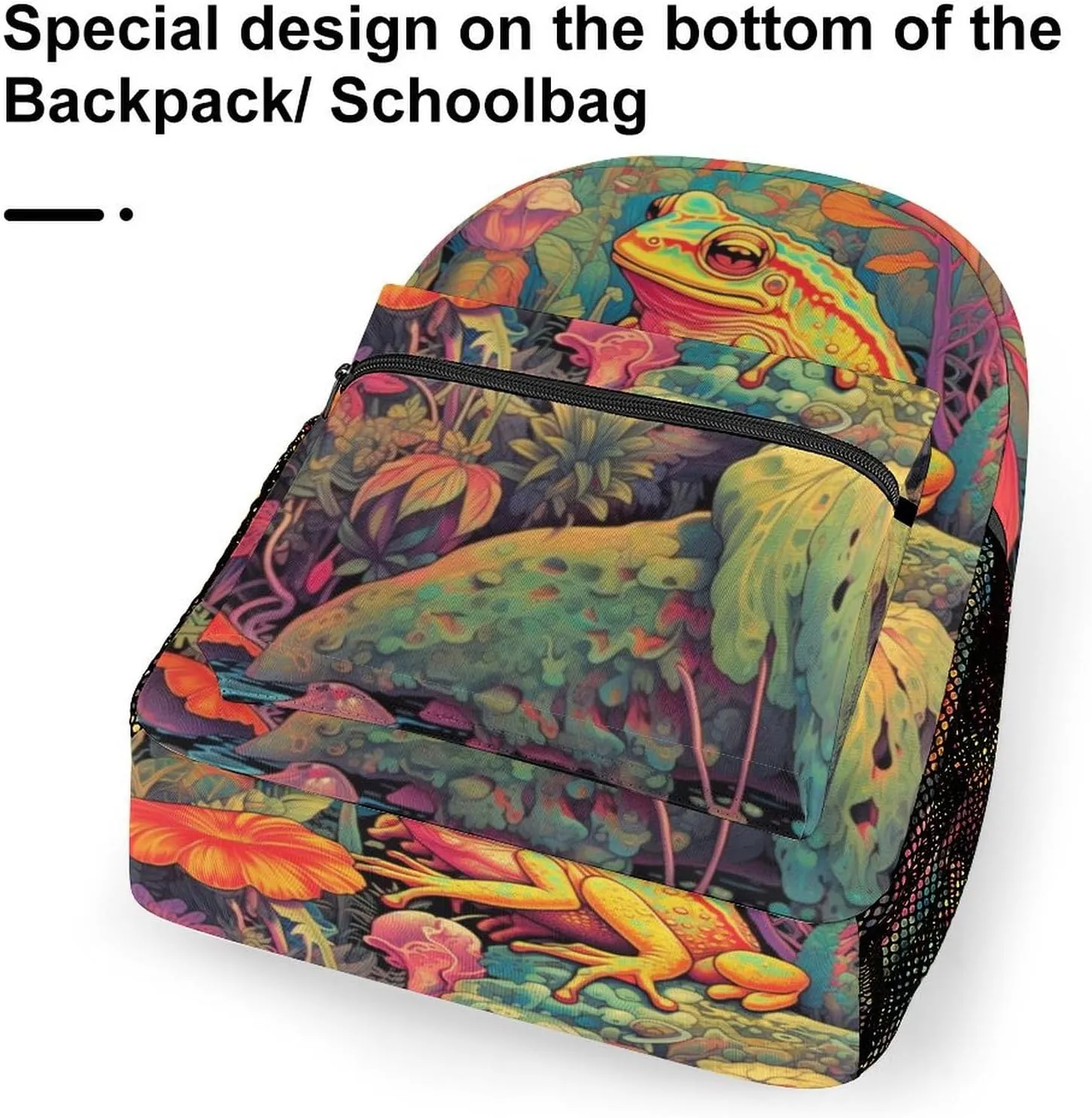 School Backpacks Frog Jungle Bookbag Student Backpack Shoulder Bag Casual Daypack for Boys Girls
