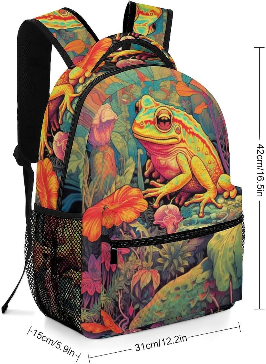 School Backpacks Frog Jungle Bookbag Student Backpack Shoulder Bag Casual Daypack for Boys Girls