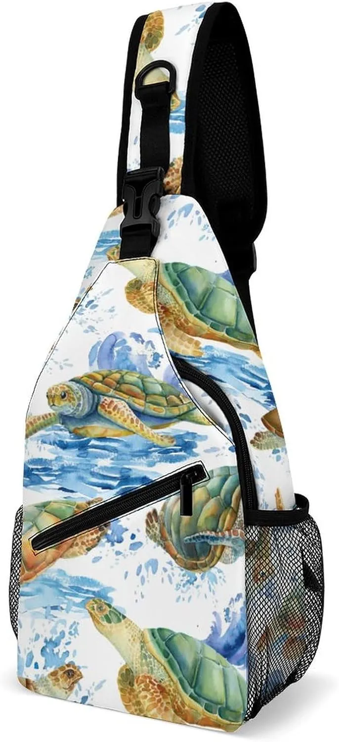 Sea Turtle Sling Backpack Mens Womans Crossbody Backpack Chest Bag Running Daypack Shoulder Bag Casual Daypacks Leisure Backpacks