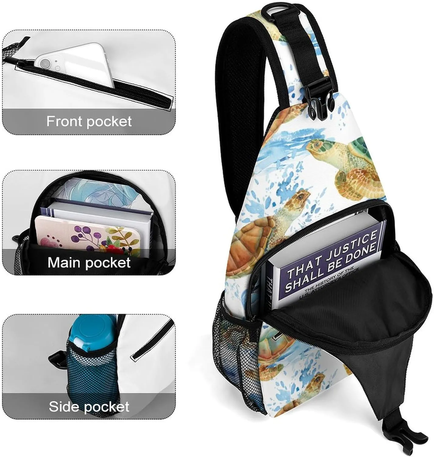 Sea Turtle Sling Backpack Mens Womans Crossbody Backpack Chest Bag Running Daypack Shoulder Bag Casual Daypacks Leisure Backpacks