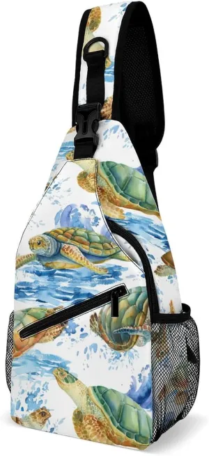 Sea Turtle Sling Backpack Mens Womans Crossbody Backpack Chest Bag Running Daypack Shoulder Bag Casual Daypacks Leisure Backpacks