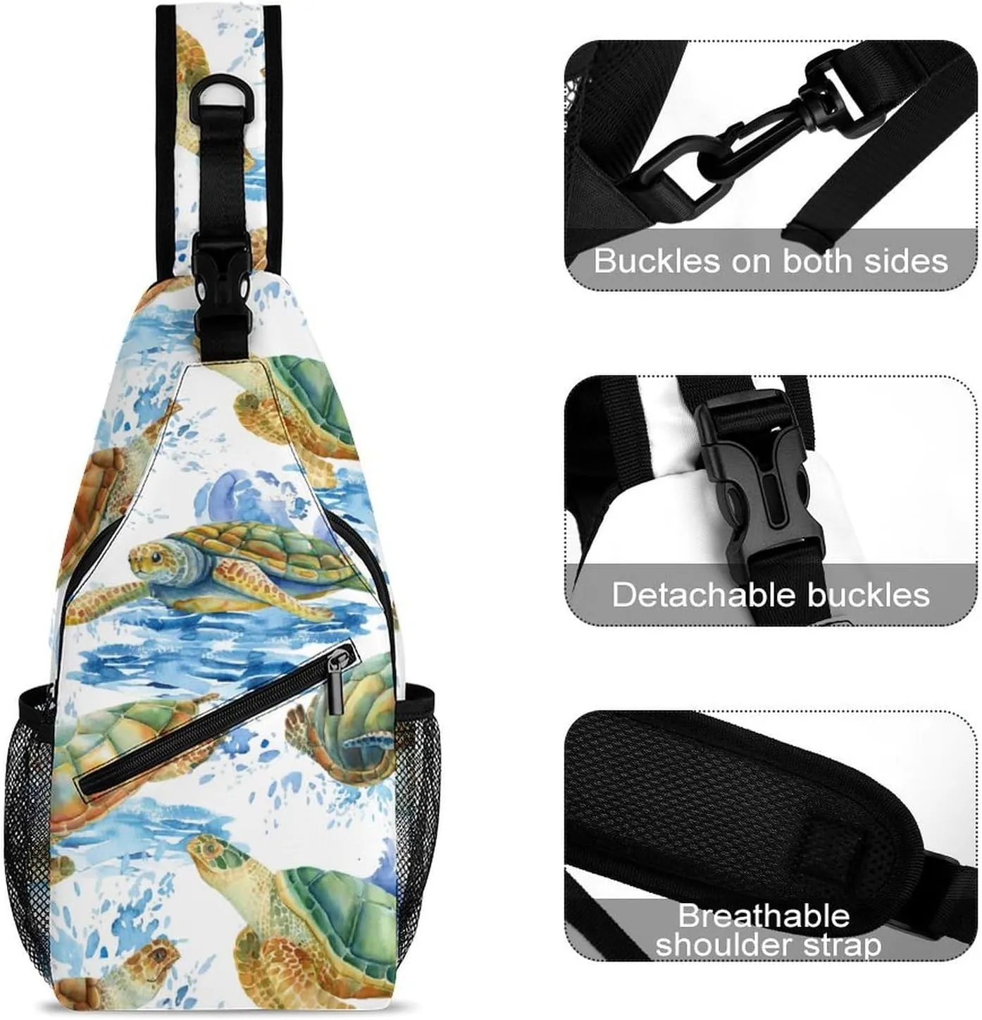 Sea Turtle Sling Backpack Mens Womans Crossbody Backpack Chest Bag Running Daypack Shoulder Bag Casual Daypacks Leisure Backpacks