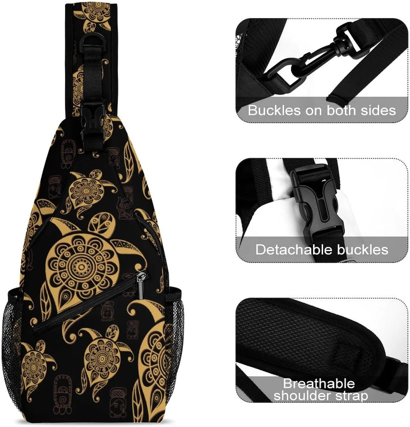 Sea Turtle Sling Backpack Mens Womens Crossbody Backpack Chest Bag Cycling Daypack Travel Bag Casual Daypacks Sports Backpacks