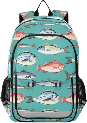 Seafood Fishes Kids Backpack for Girls Boys Lightweight Elementary School Bag Students Casual Daypack