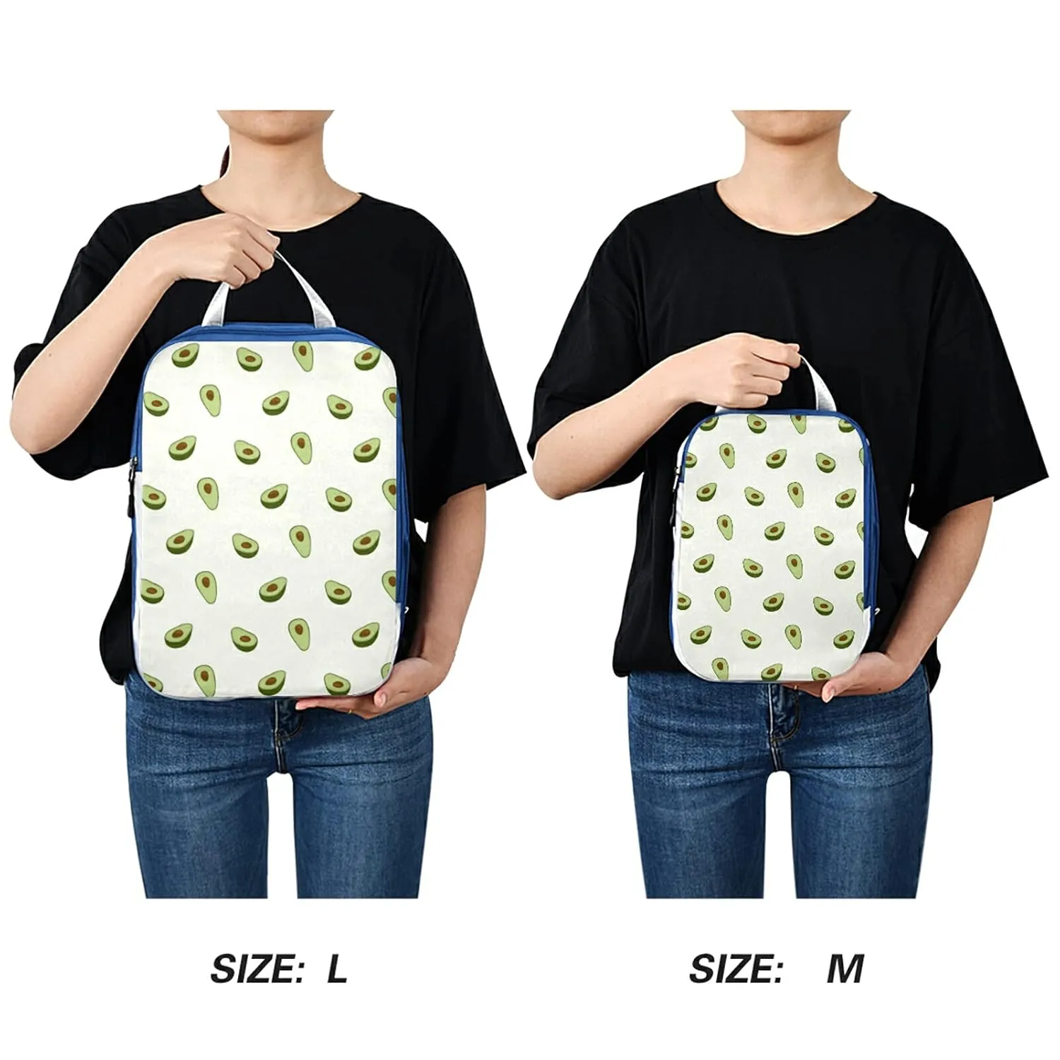 Seamless Green Avocado with Brown Seed Background 3 Set Packing Cubes, Waterproof Check Oxford cloth Organizers, Travel Packing Toiletry Storage Bag