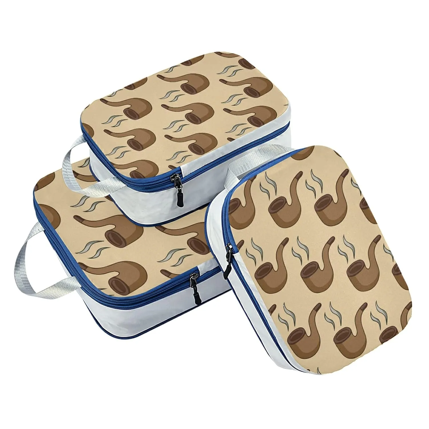 Seamless Smoke Pipes with Smoke 3 Set Packing Cubes, Waterproof Check Oxford cloth Organizers, Travel Packing Toiletry Storage Bag
