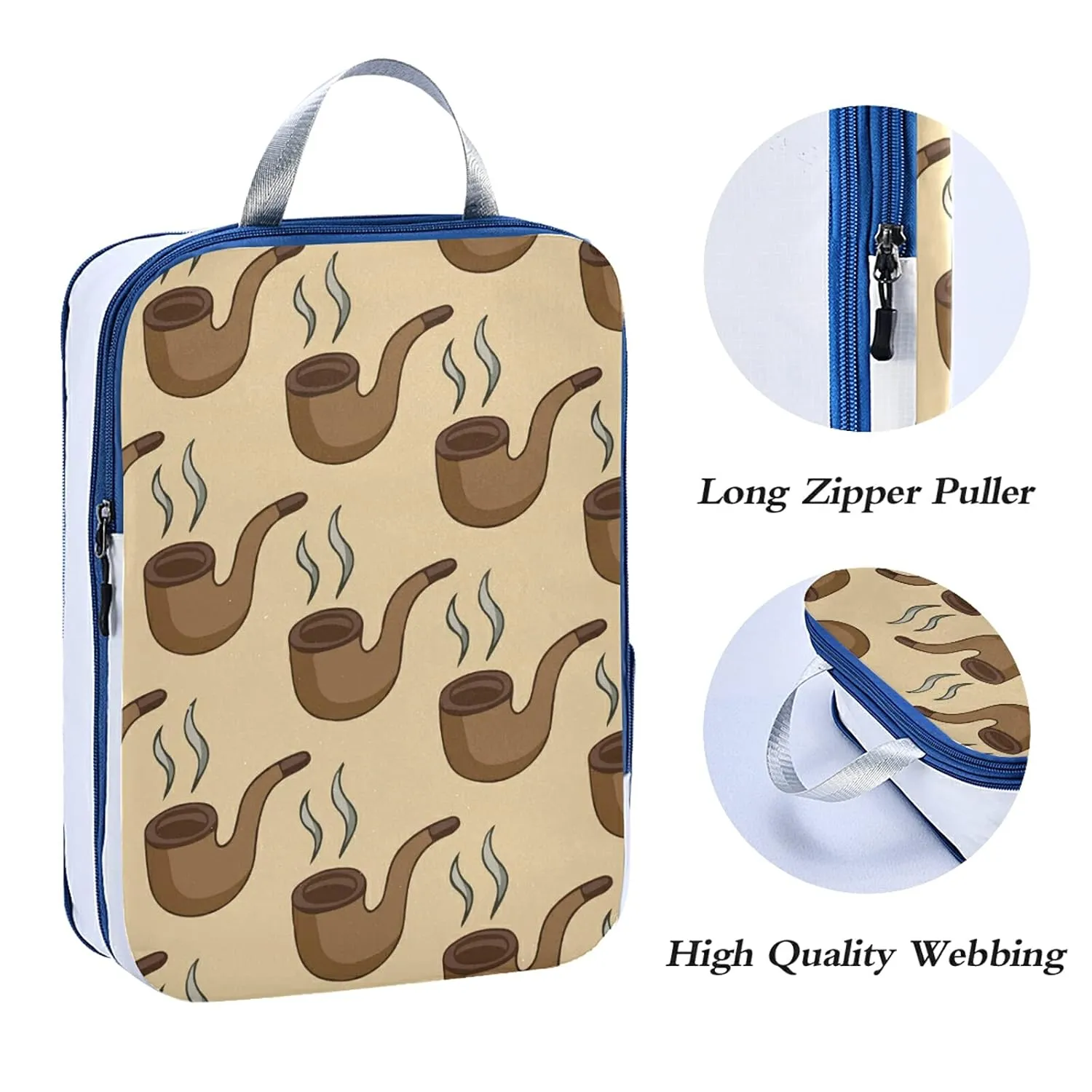 Seamless Smoke Pipes with Smoke 3 Set Packing Cubes, Waterproof Check Oxford cloth Organizers, Travel Packing Toiletry Storage Bag