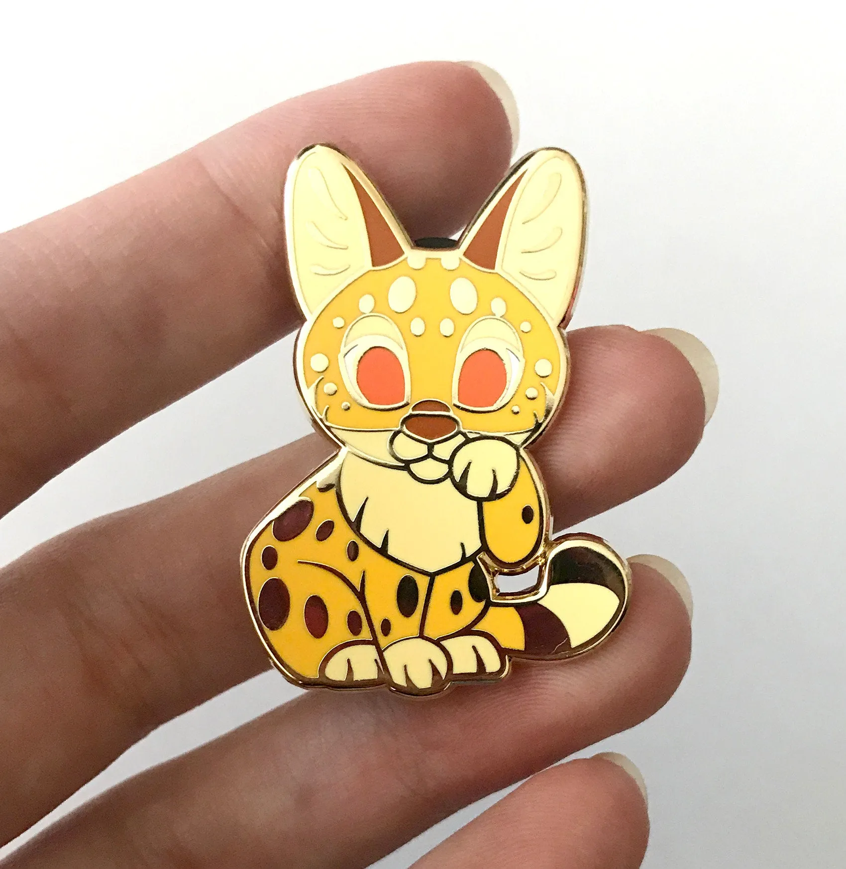 Serval Lucky Cat Enamel Pin