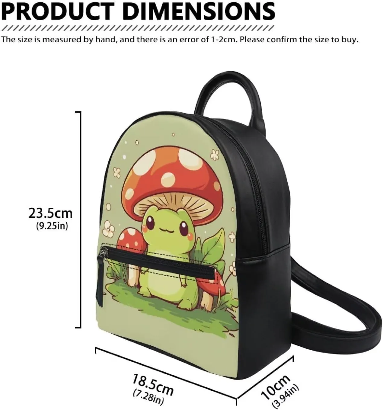 Showudesigns Cute Mushroom Frog Backpack for Teen Girls Purse Gifts Mini Pu Leather Backpacks Ladies Small Shoulder Bag Casual Tote Bags Handbag Daypack Green