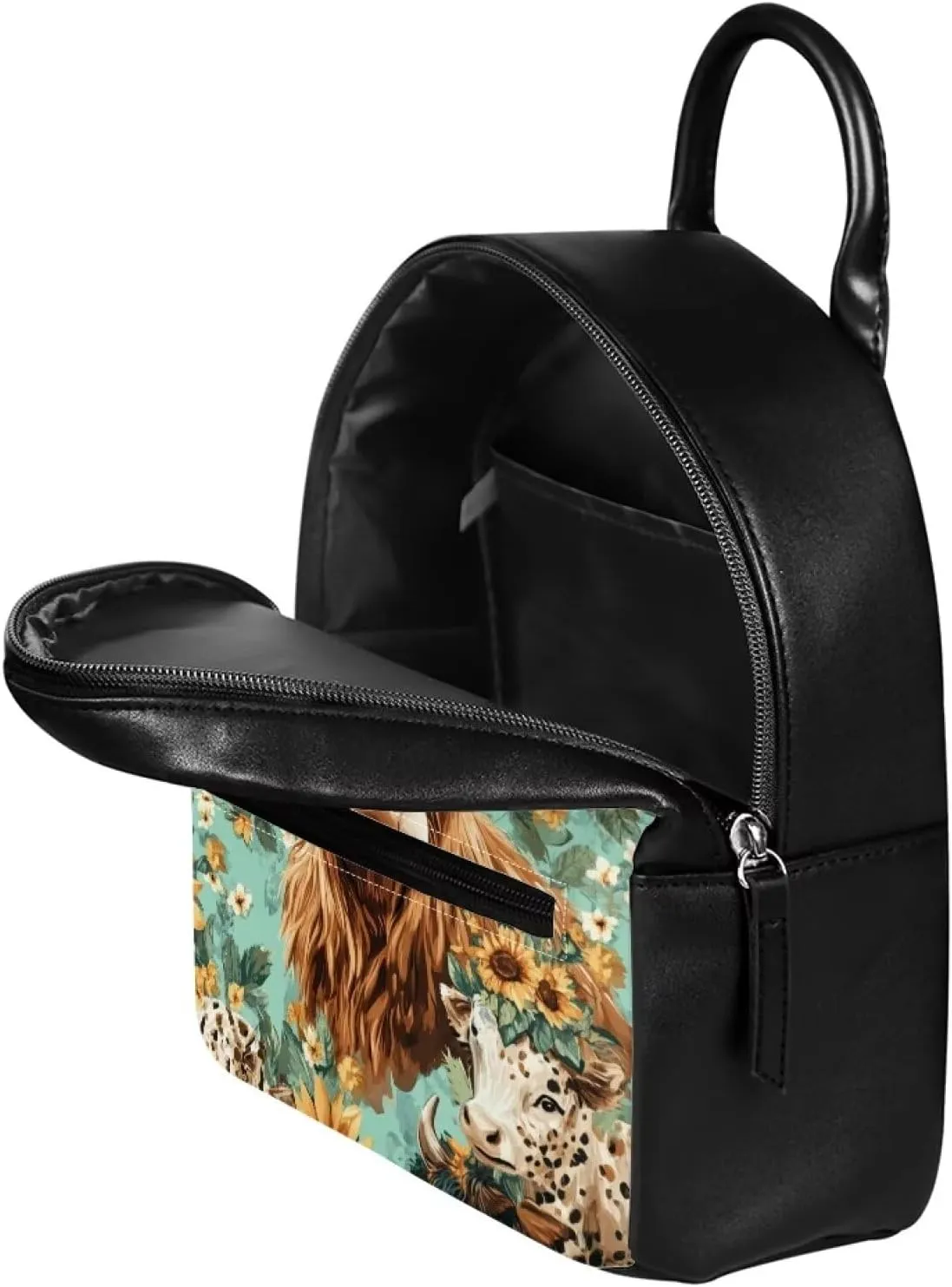 Showudesigns Highland Cows Mini Backpacks for Women Purse Sunflower Small Backpack School Bags Travel Daypack Trip Shoulder Bag Back Pack Handbag Accessories
