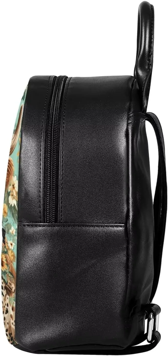 Showudesigns Highland Cows Mini Backpacks for Women Purse Sunflower Small Backpack School Bags Travel Daypack Trip Shoulder Bag Back Pack Handbag Accessories