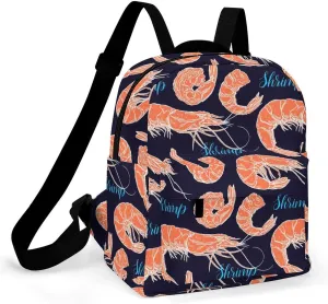 Shrimp Pattern Sea Food Backpack Shoulders Bag Sports Backpack for Party Business Travel