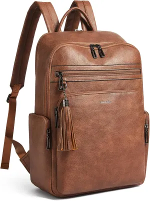 Shrrie Laptop Backpack for Women Fits 16 inch Laptop,Designer Backpacks for Women with Computer Compartment to Business (Brown)