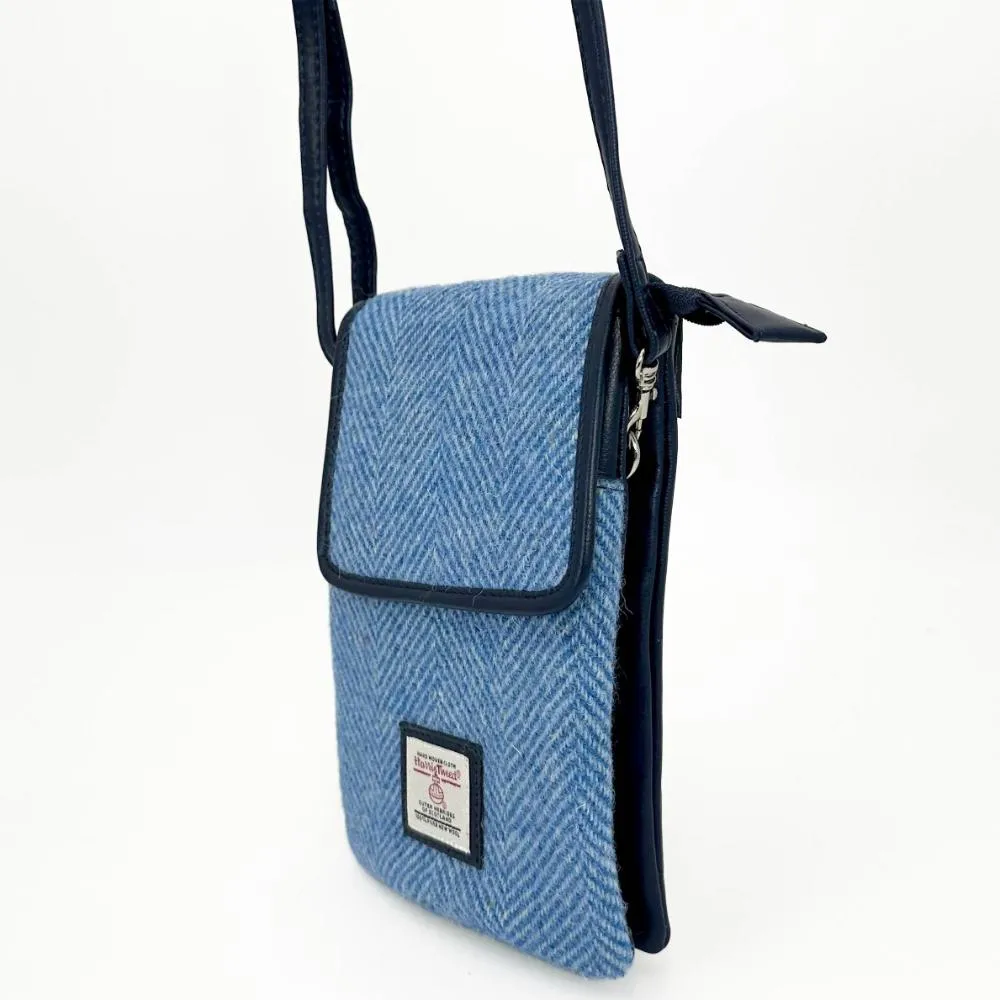 Sky Blue Harris Tweed Mini Crossbody Bag