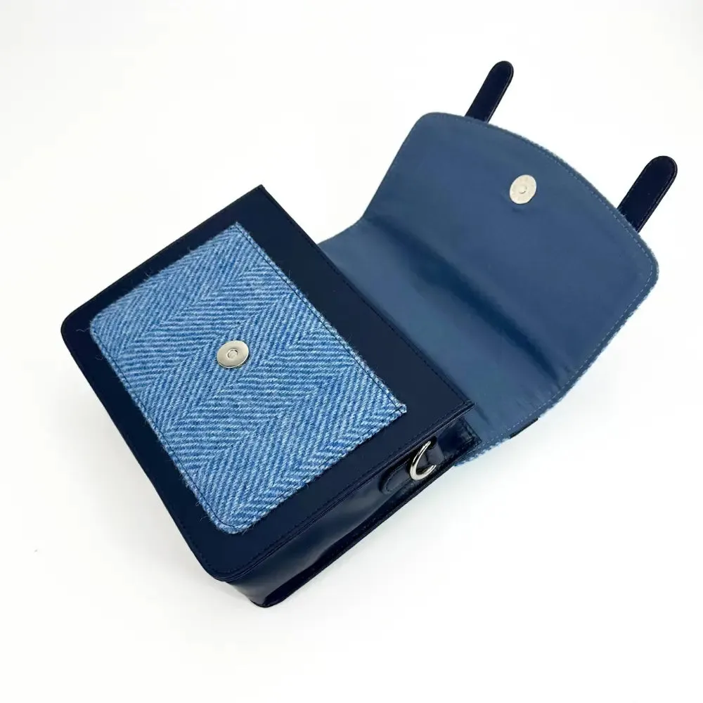 Sky Blue Harris Tweed Mini Messenger Bag