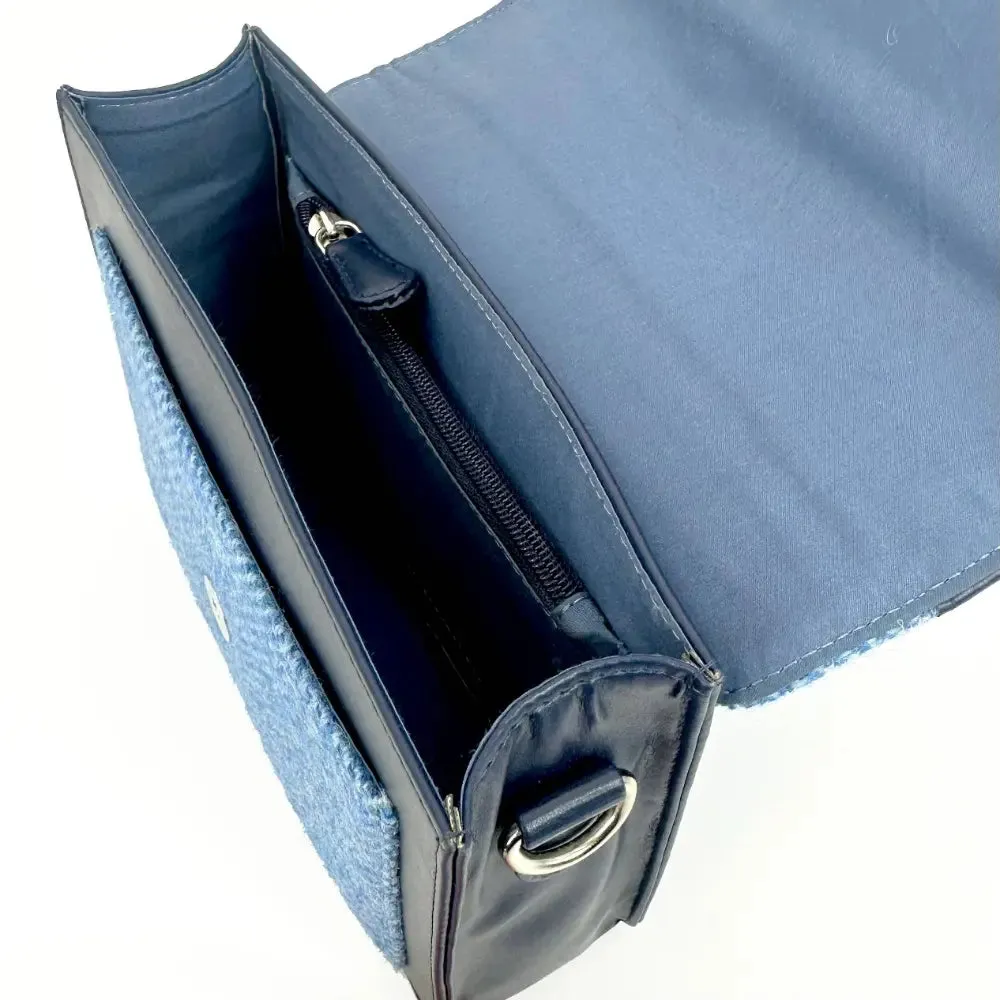 Sky Blue Harris Tweed Mini Messenger Bag